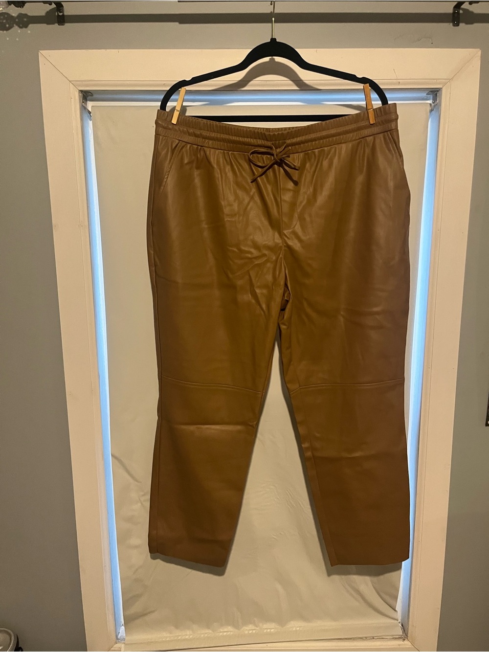 Cato Faux Leather brown Drawstring Pants size XL fall business casual